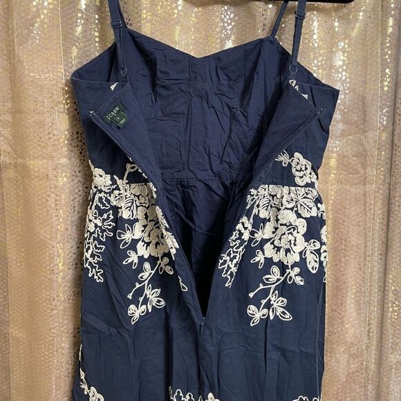 J.Crew Navy Blue Ivory Mirabel Lawn Embroidered Floral Mini Dress, Size 6 - Picture 7 of 8